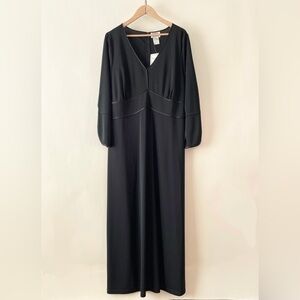 Vintage TBD Black Full Length A-line Dress w/ Long Sleeve Size 24W